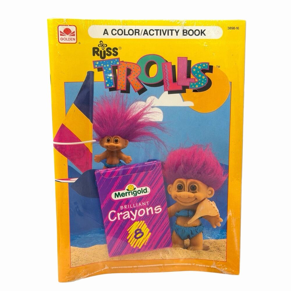 Vintage 1992 Russ Trolls Color Activity Book Factory Sealed Golden Merrigold